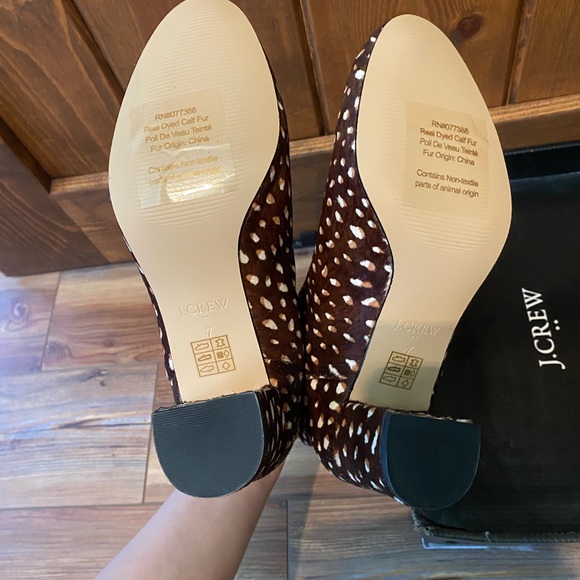 J. Crew Brown and White Patterned Calf Hair Ankle Booties - Picture 5 of 5